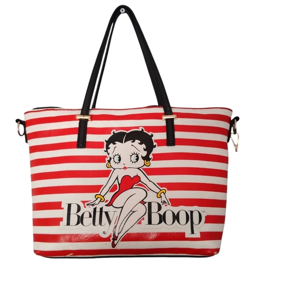 Betty Boop Handbag Purse Red White Stripe - Picture 1 of 16